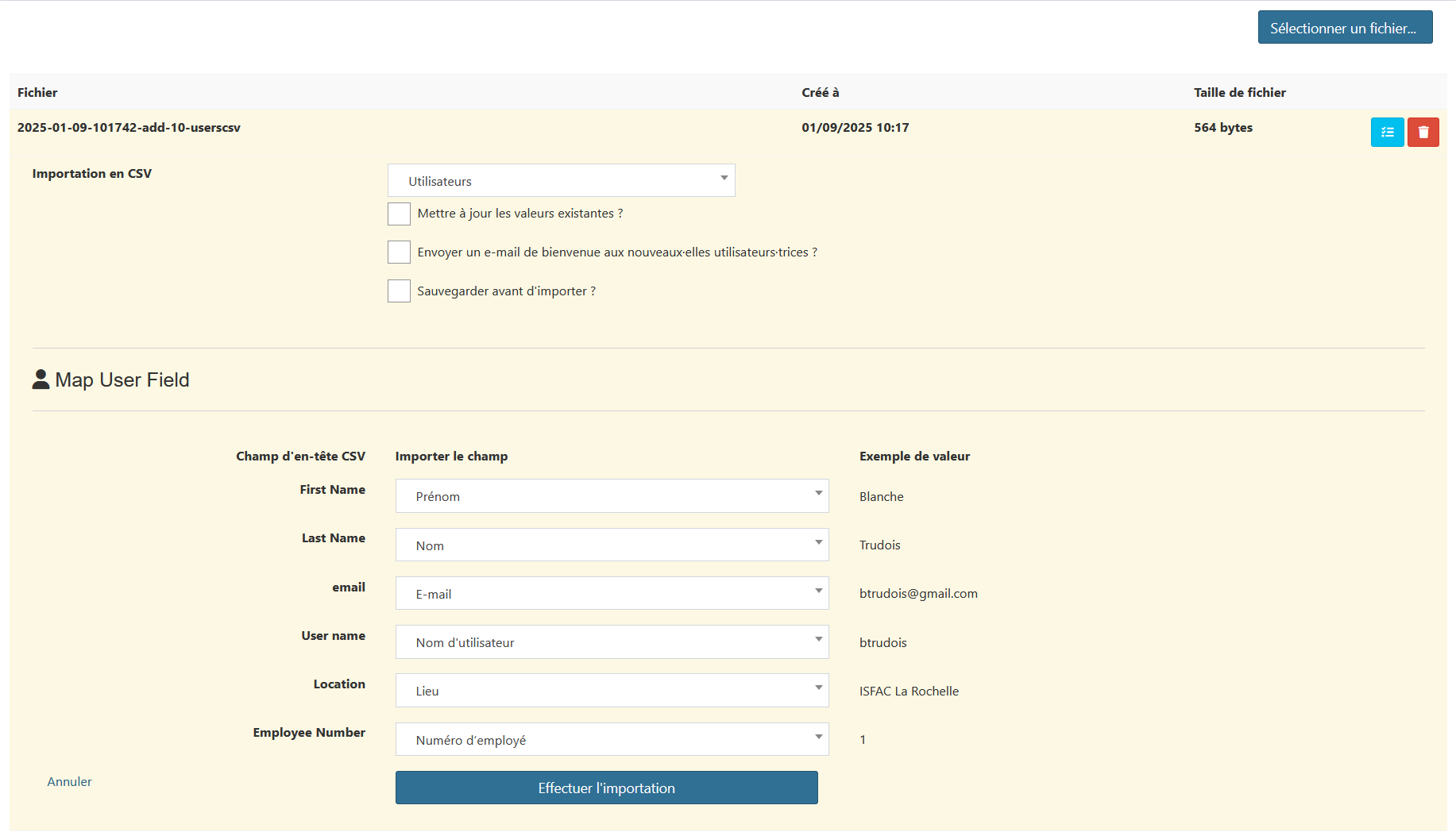 Import CSV